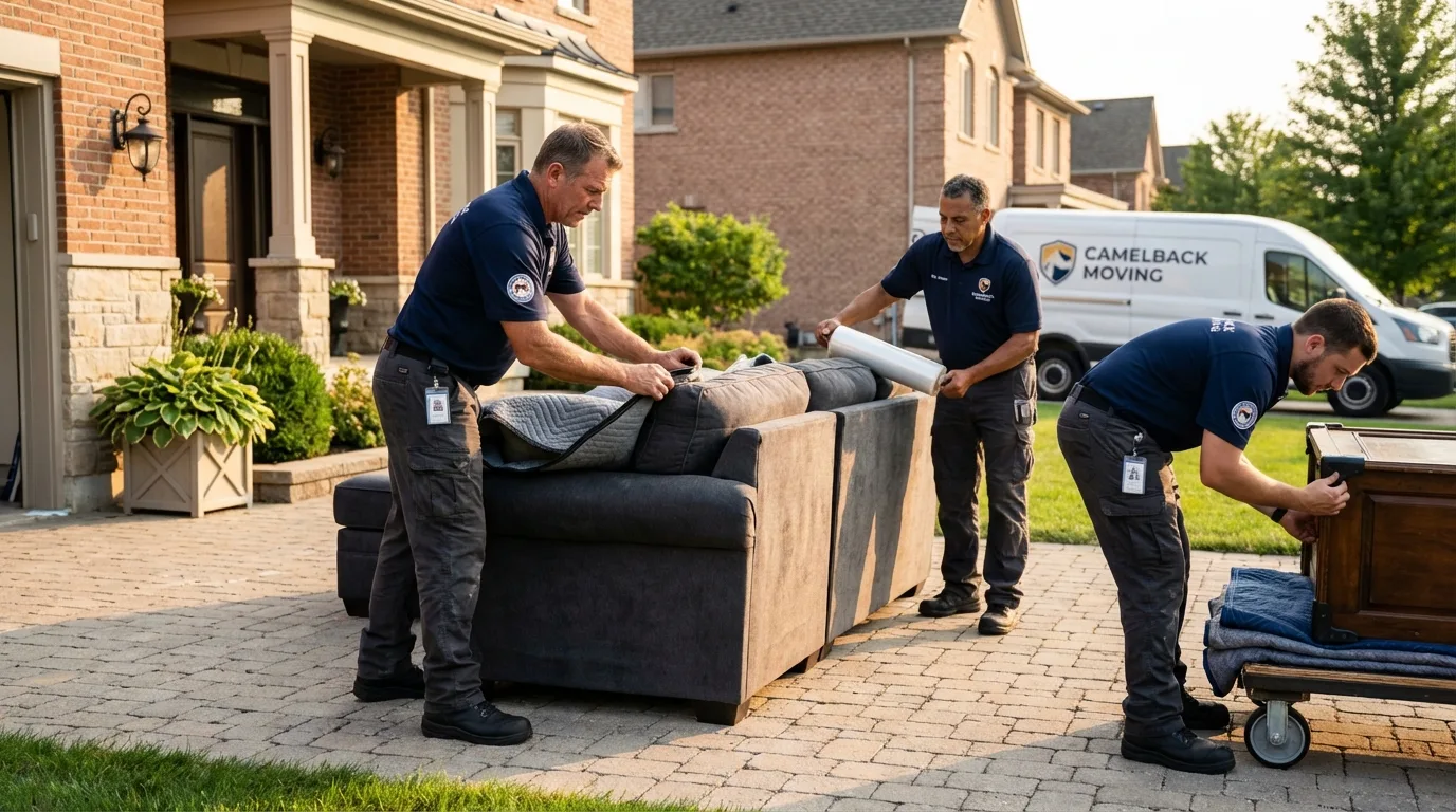 Large estate moving crew wrapping furniture in Flora, MS